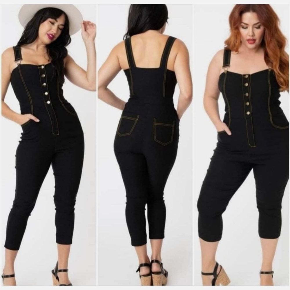 Unique Vintage Eartha Jumpsuit, Dark Denim, Small, NWT